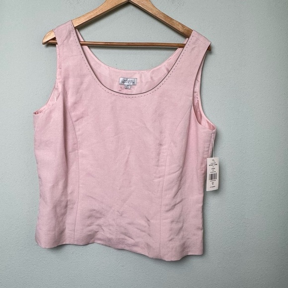 NWT Tahari Arthur S Levine Pink Linen Blend Suit Tank Top Size 16 - Picture 1 of 7